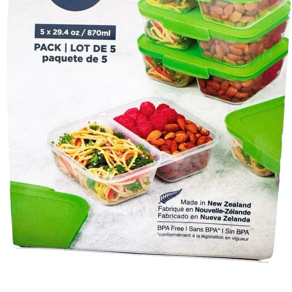 Sistema NEST IT Meal Prep Food Containers 29.4oz. Set Of 5 With Lids Green
